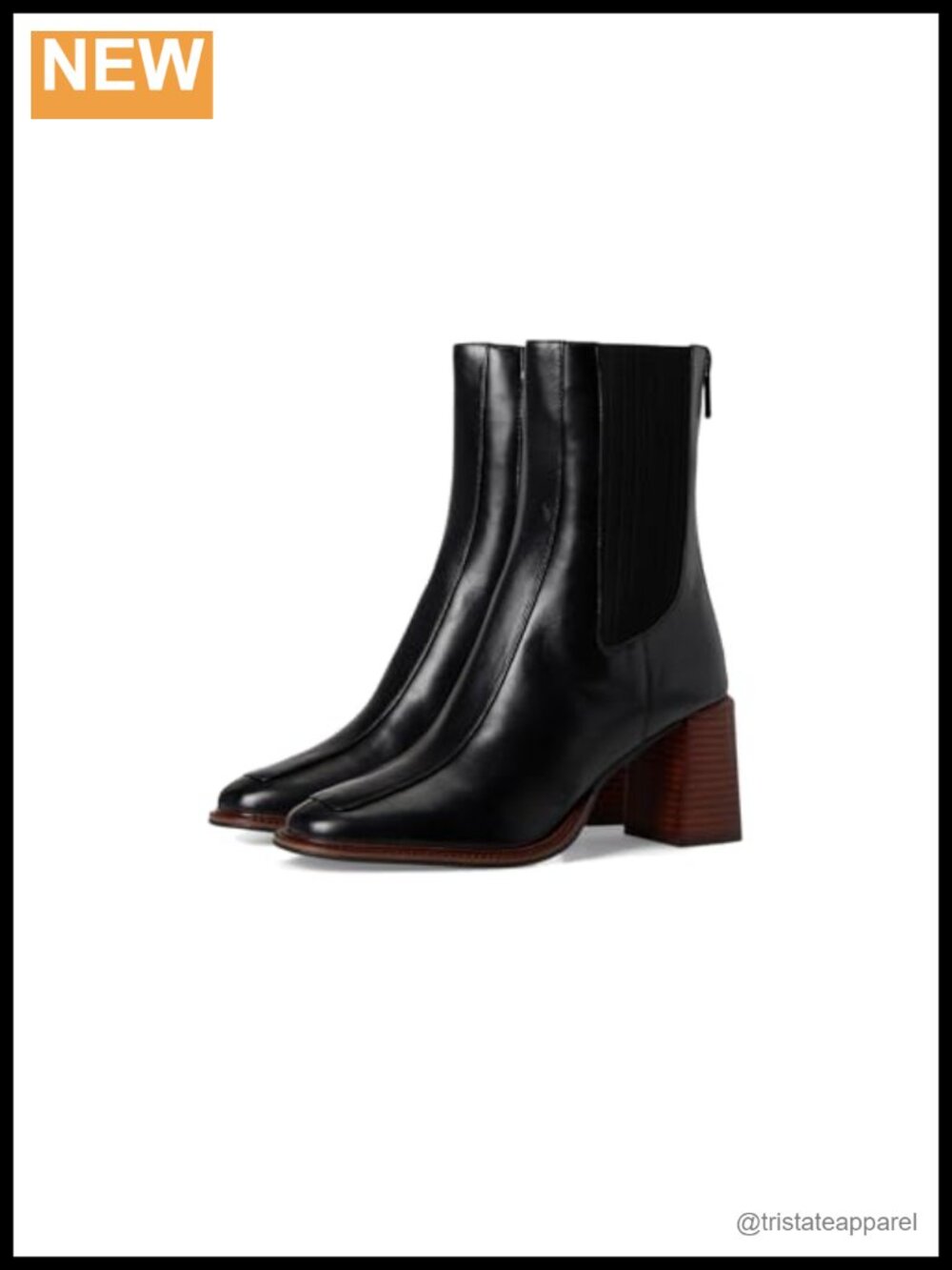 Leather Chelsea Ankle Boots Block Heel Zip Closure Women's
